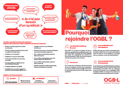 Syndicat Nettoyage - Pourquoi rejoindre l’OGBL ?